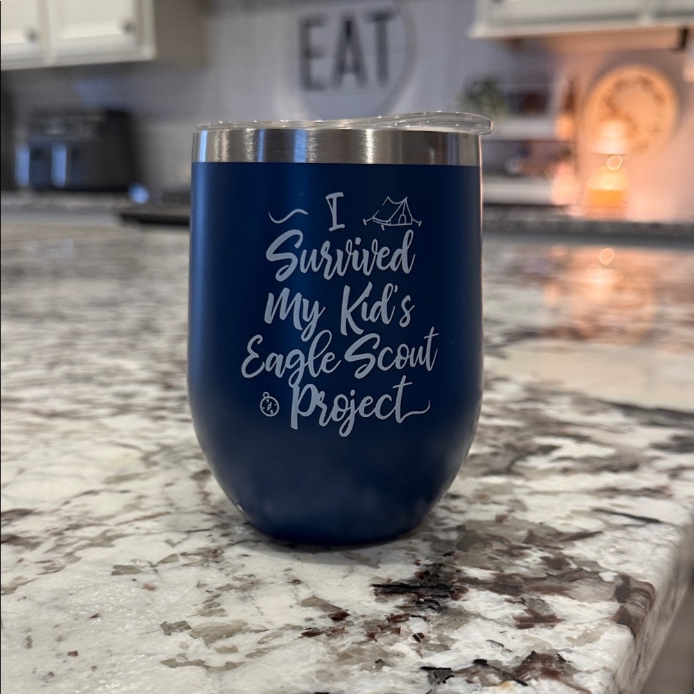 Blue Insulated Tumbler with Fun Quote